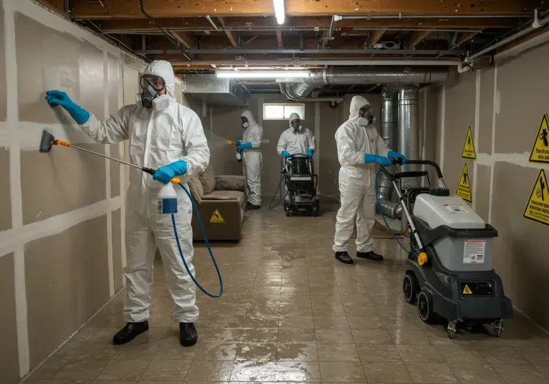 Basement Moisture Removal and Structural Drying process in Farmingdale, NJ